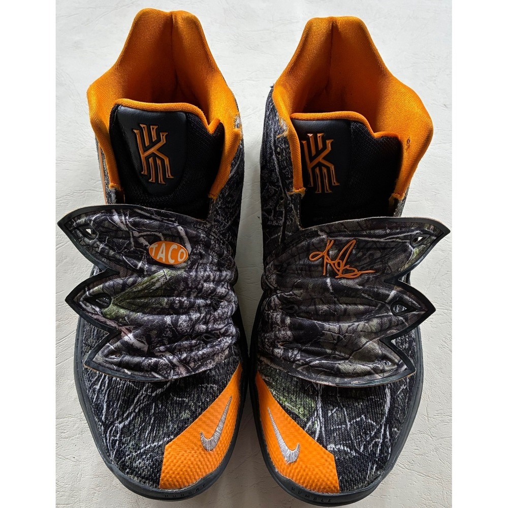 Nike Kyrie 5 Taco PE Camo Orange Basketball Shoes AQ2918-002 Mens Size 10